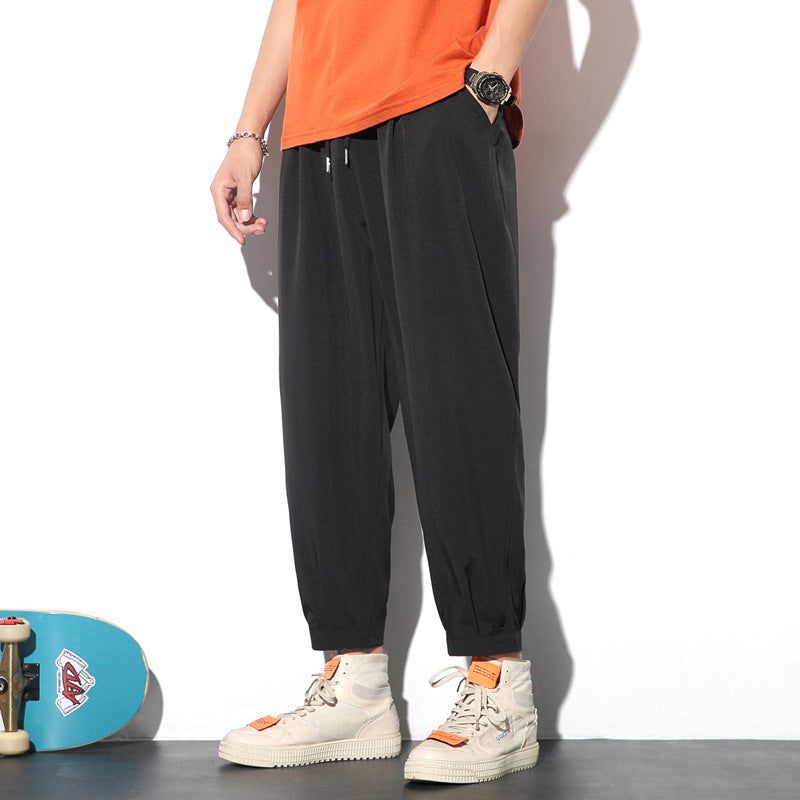 Drawstring Pants Ice Silk Jogger Hiking Pants Men