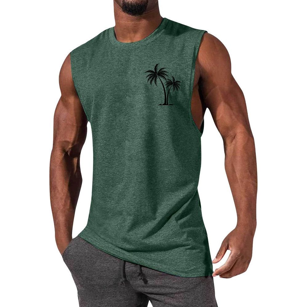 Coconut Tree Embroidery Vest Tank Tops