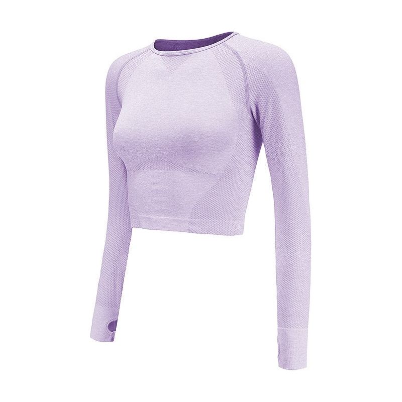 Vital Seamless Long Sleeve Crop Top Thumb Hole Fitted Gym Top Shirt