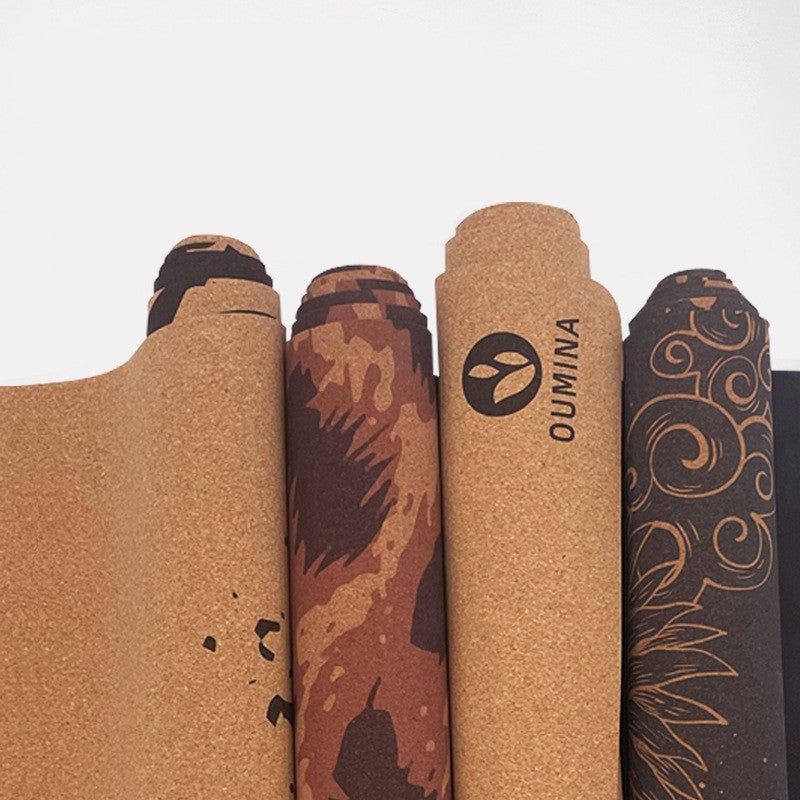 Natural Rubber Anti-slip Printed Cork Yoga Mat 5mm