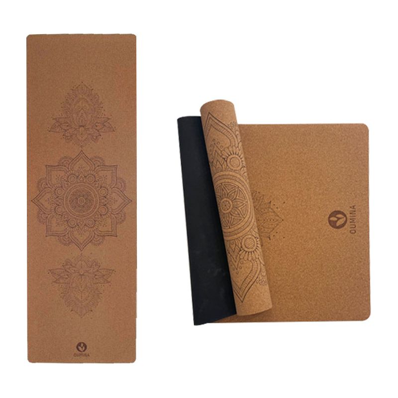 Natural Rubber Anti-slip Printed Cork Yoga Mat 5mm