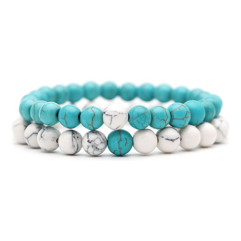 Turquoise Natural Stone Yoga Couple Bracelet Set