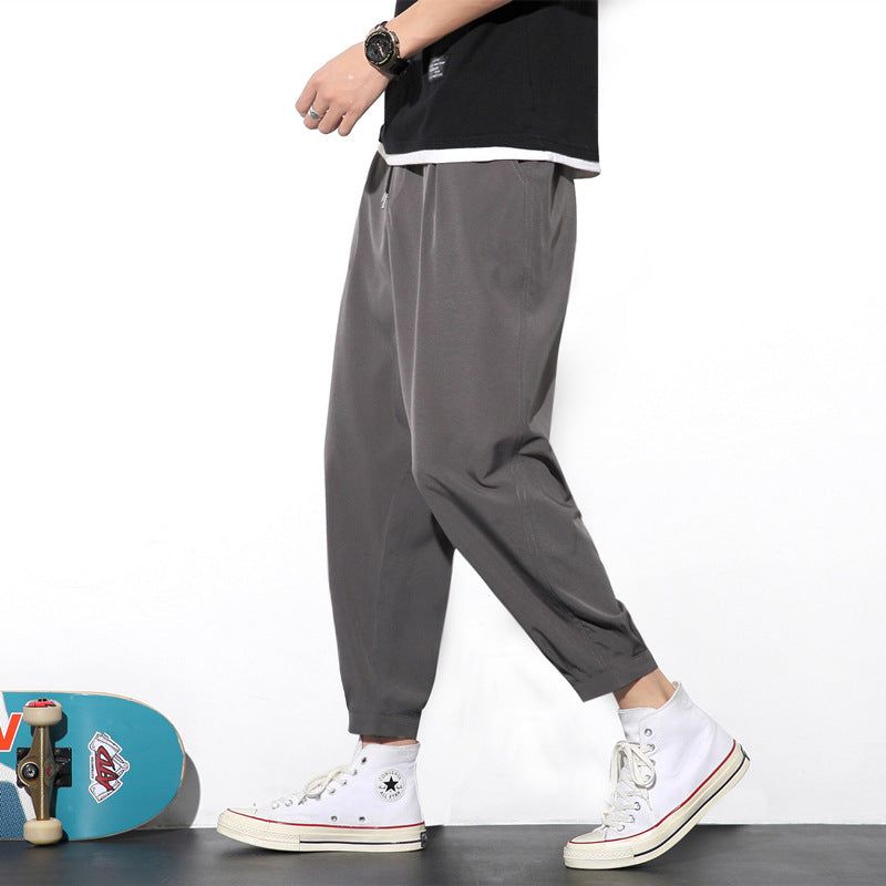 Drawstring Pants Ice Silk Jogger Hiking Pants Men