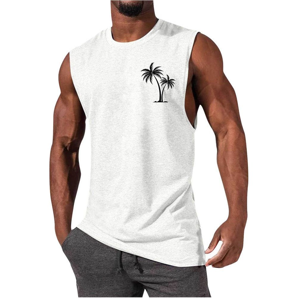 Coconut Tree Embroidery Vest Tank Tops