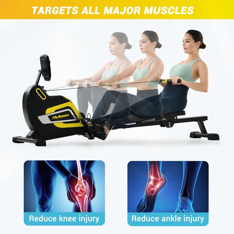 Magnetic Rowing Machine with 14 Level Resistance Adjustable, LCD Monitor and Tablet Holder