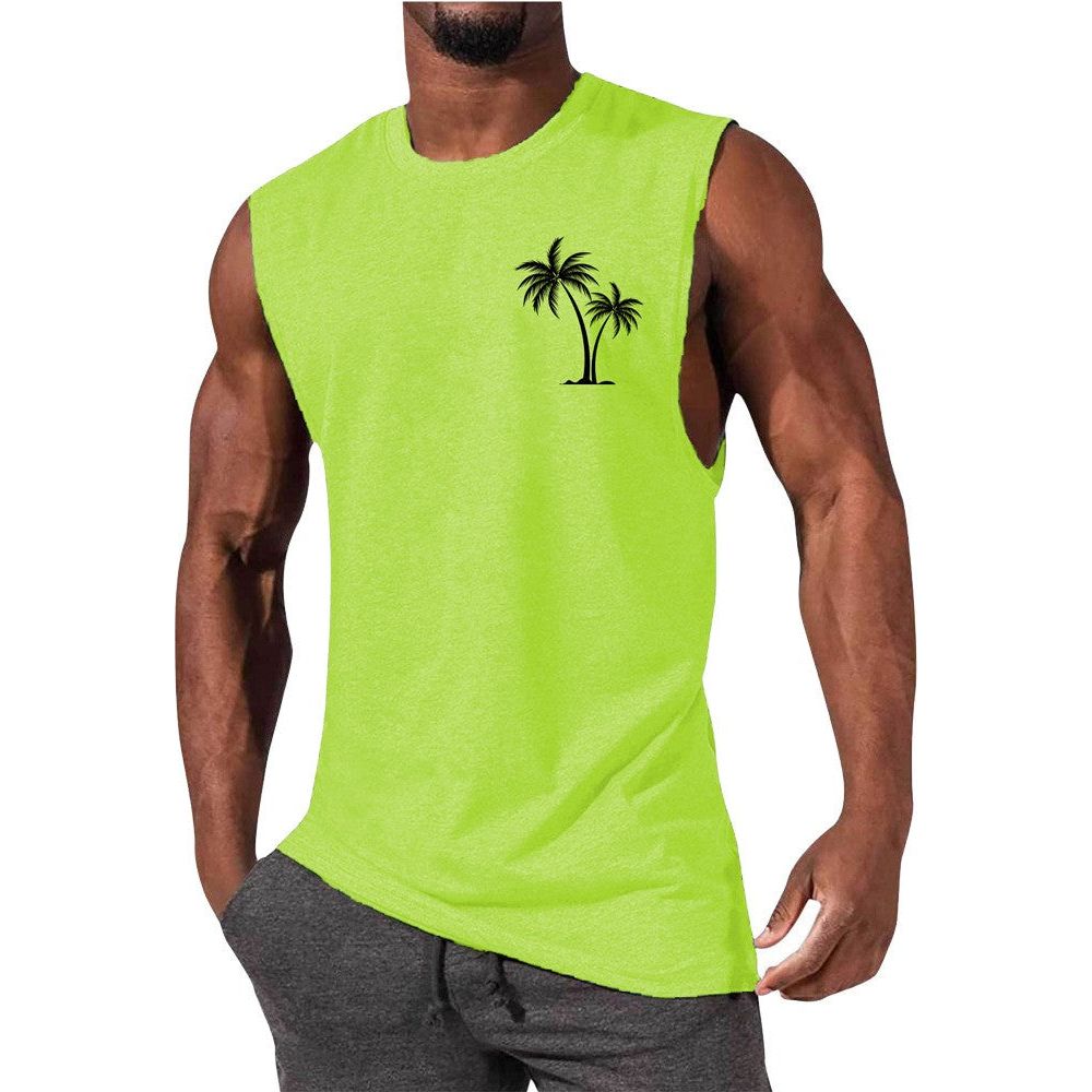 Coconut Tree Embroidery Vest Tank Tops