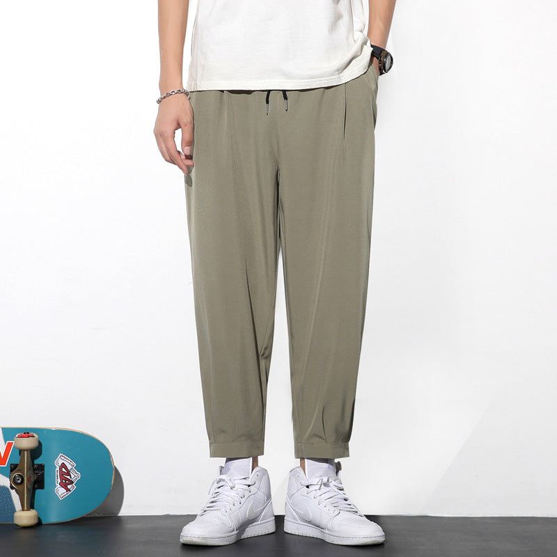 Drawstring Pants Ice Silk Jogger Hiking Pants Men