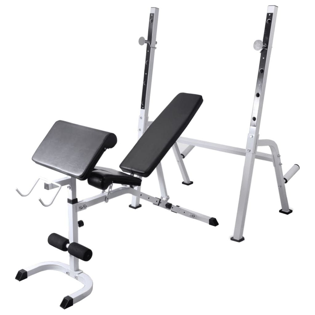 Workout Bench with Weight Rack, Barbell and Dumbbell Set 198.4 lb