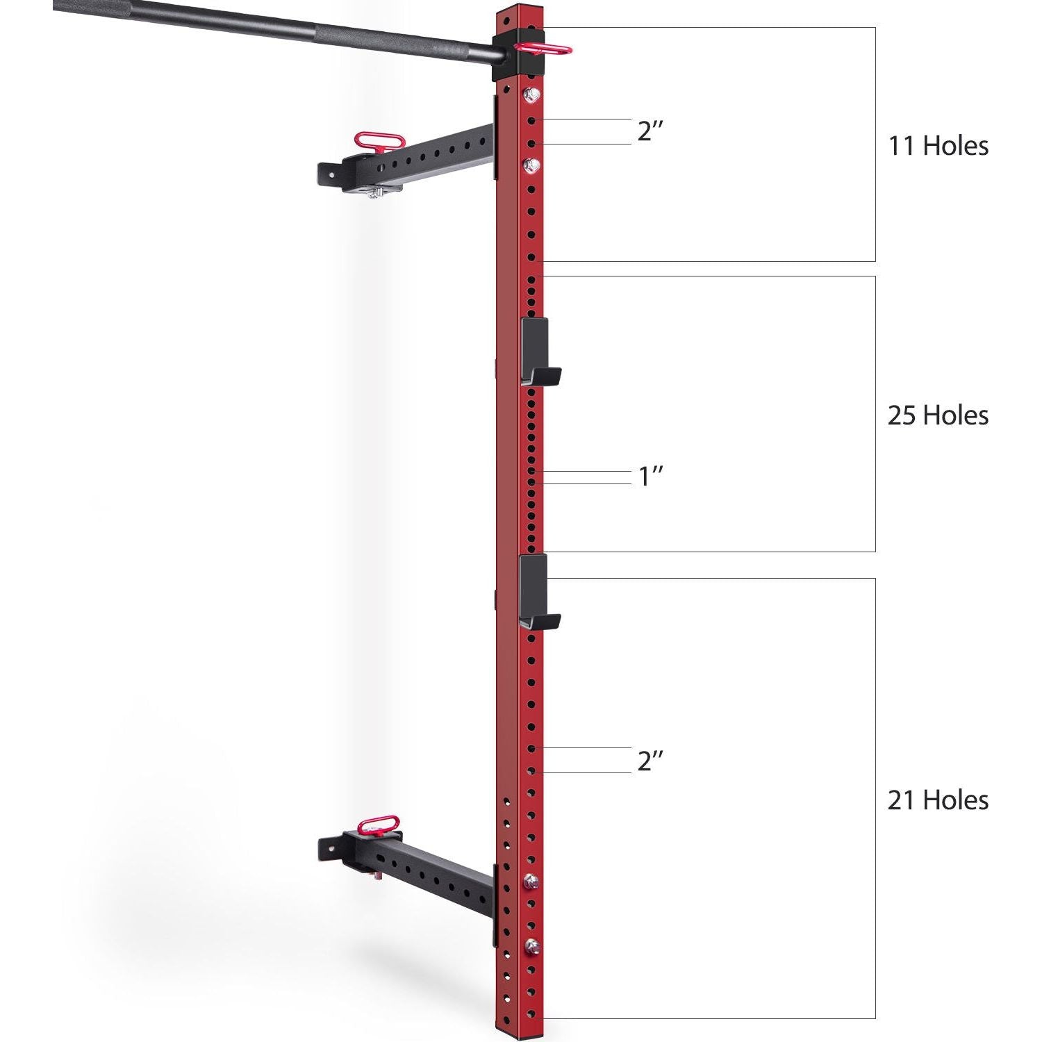 Folding Squat Power Rack for 1000lbs capacity with Pull Up Bar and J Cups