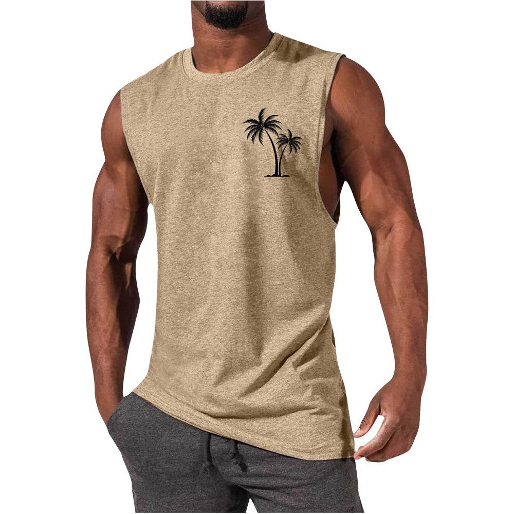 Coconut Tree Embroidery Vest Tank Tops