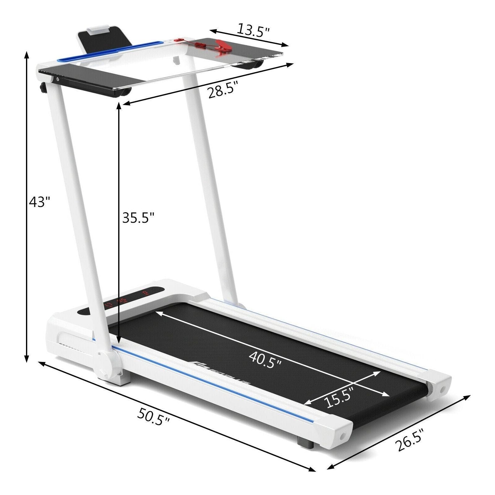 2.25HP Folding Treadmill Running Machine with Table Speaker Remote