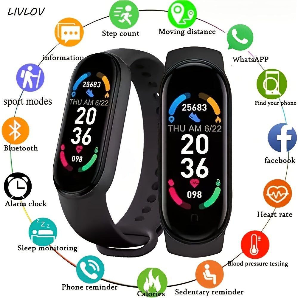 Unisex M6 Fitness Tracker; Smart Watch With Heart Rate Sleep Blood Oxygen Monitor