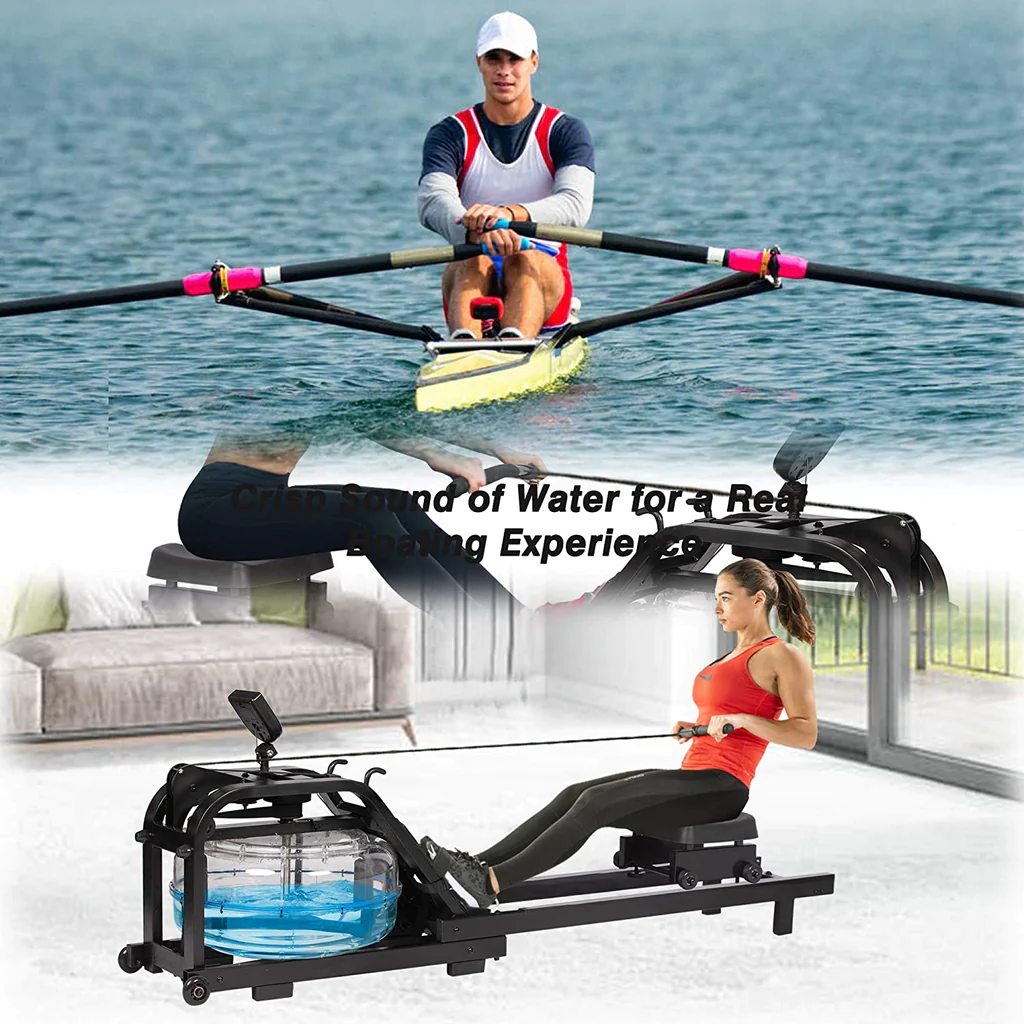 Water Rowing Machine With LCD Digital Monitor, 330 Lbs Weight Capacity