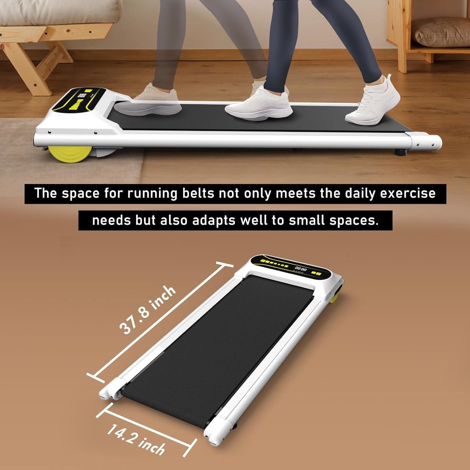 265 lbs Capacity Walking Jogging Running Small Space Under Desk Treadmill