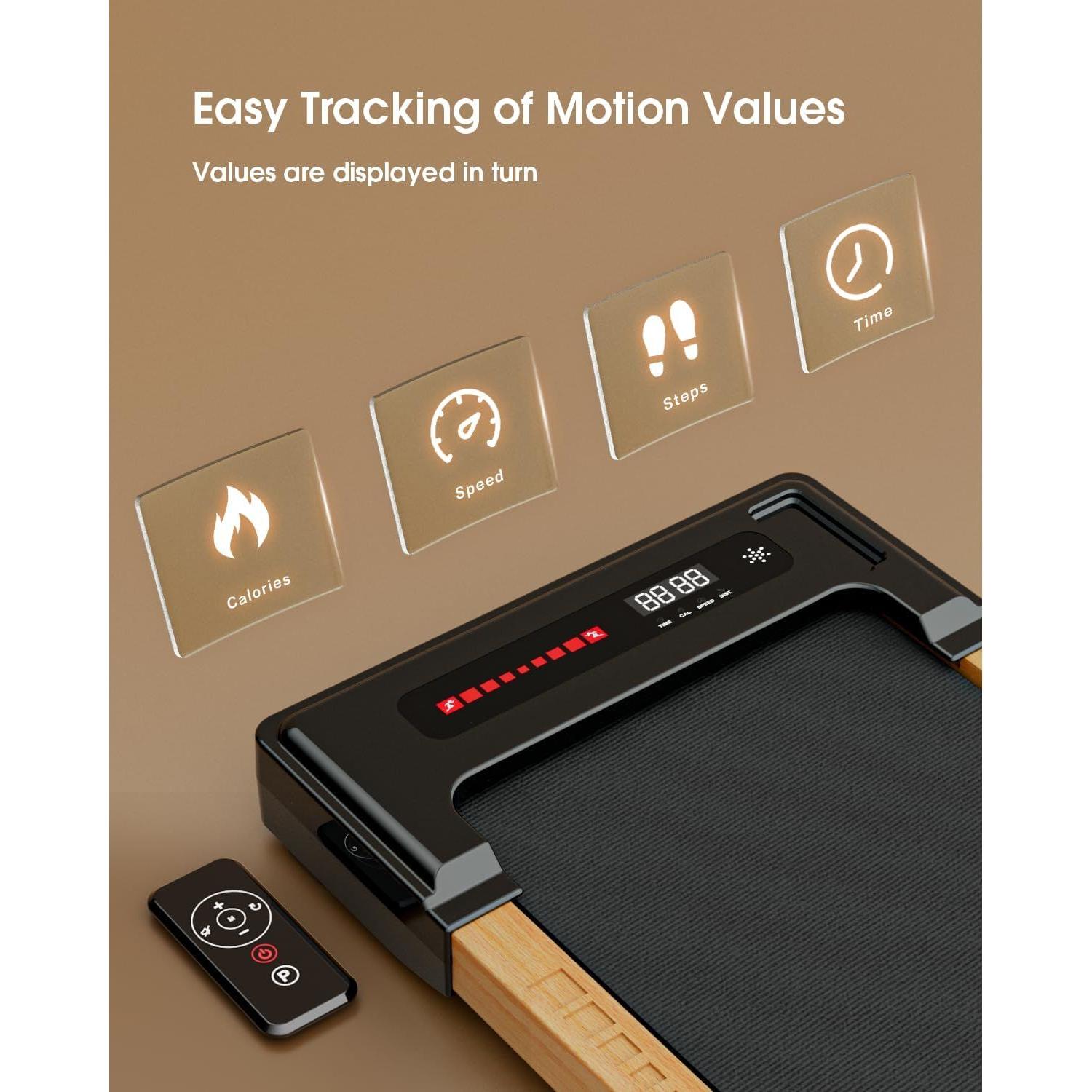 2.25 HP Wooden Walking Pad With Led Display And Remote Control