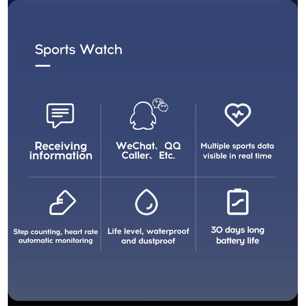 Smart Watch Heart Rate Sleep Monitoring Blood Pressure Fitness Tracker For Android IOS