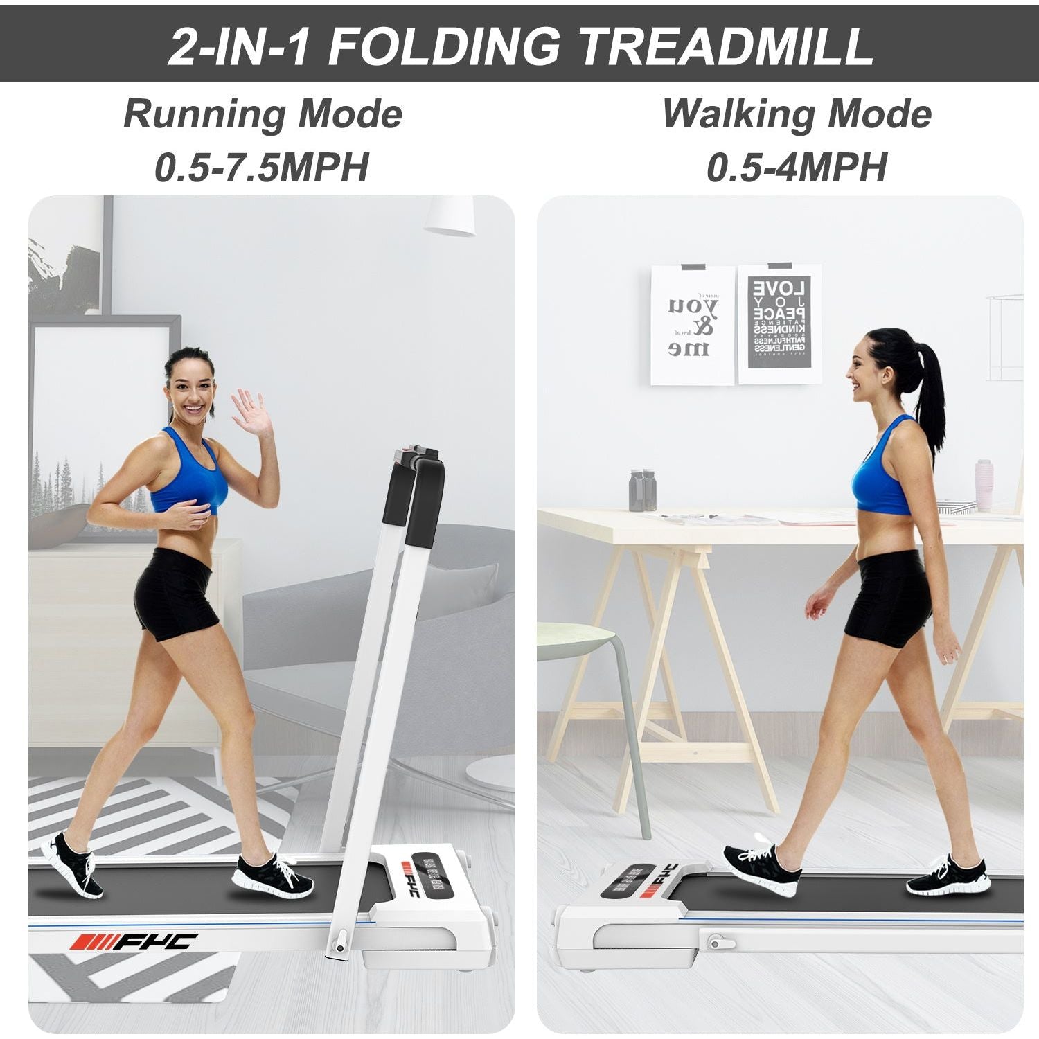 FYC 2 in 1 3.5 HP Folding Treadmill Remote Control & LED Display