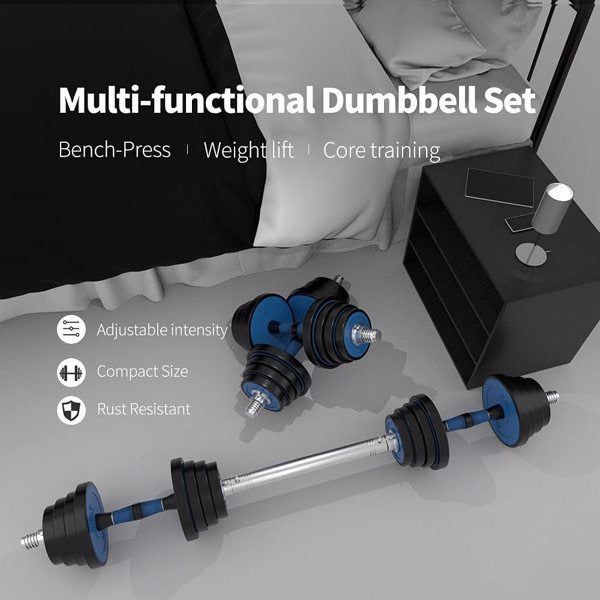 Adjustable Weights Dumbbells Set of 2, 44Lbs 2 in 1 Exercise & Fitness Dumbbells